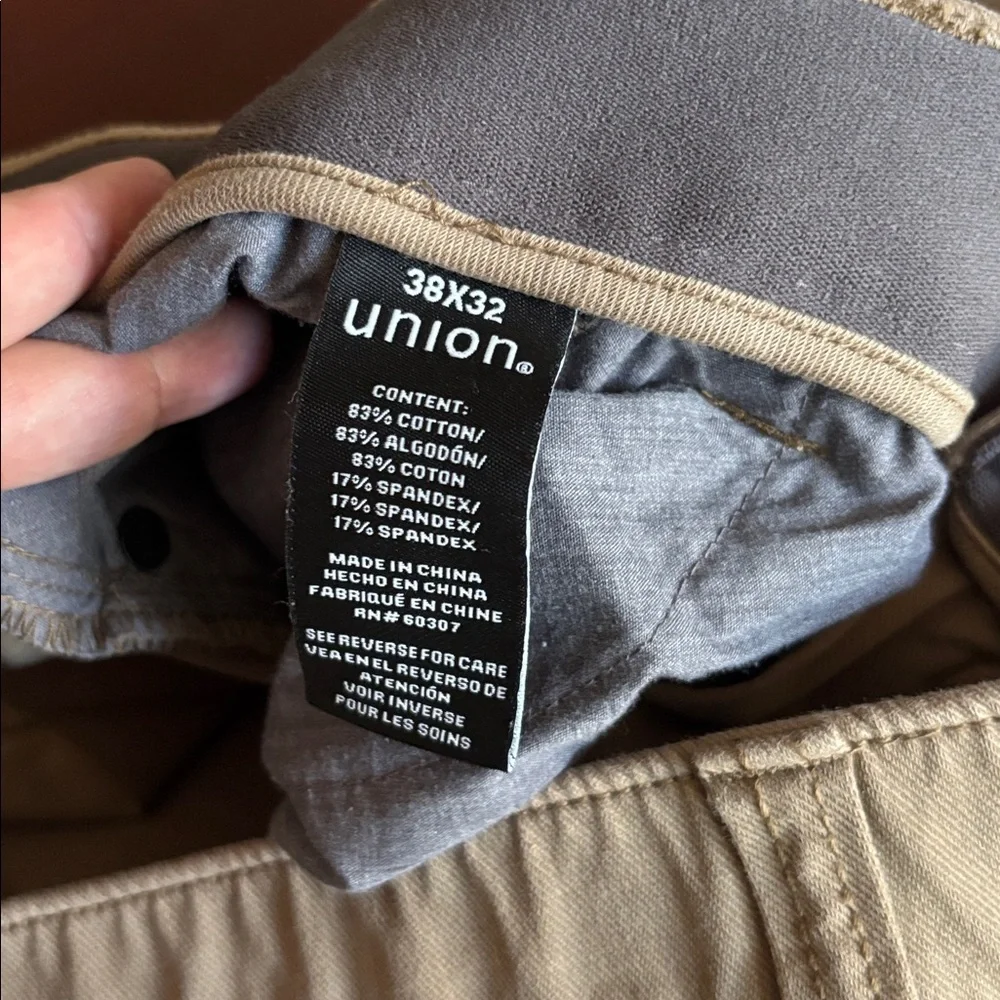 Union Comfort Flex classic khaki tan casual stretch pant size 38x32